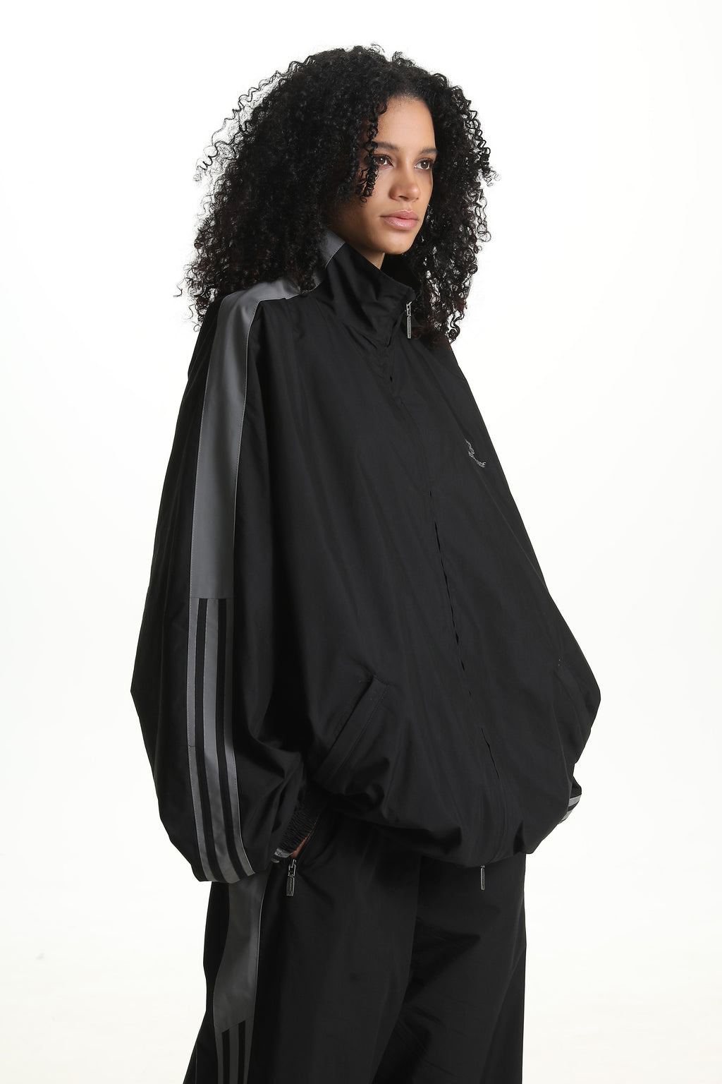Black Windbreaker Stripe Jacket
