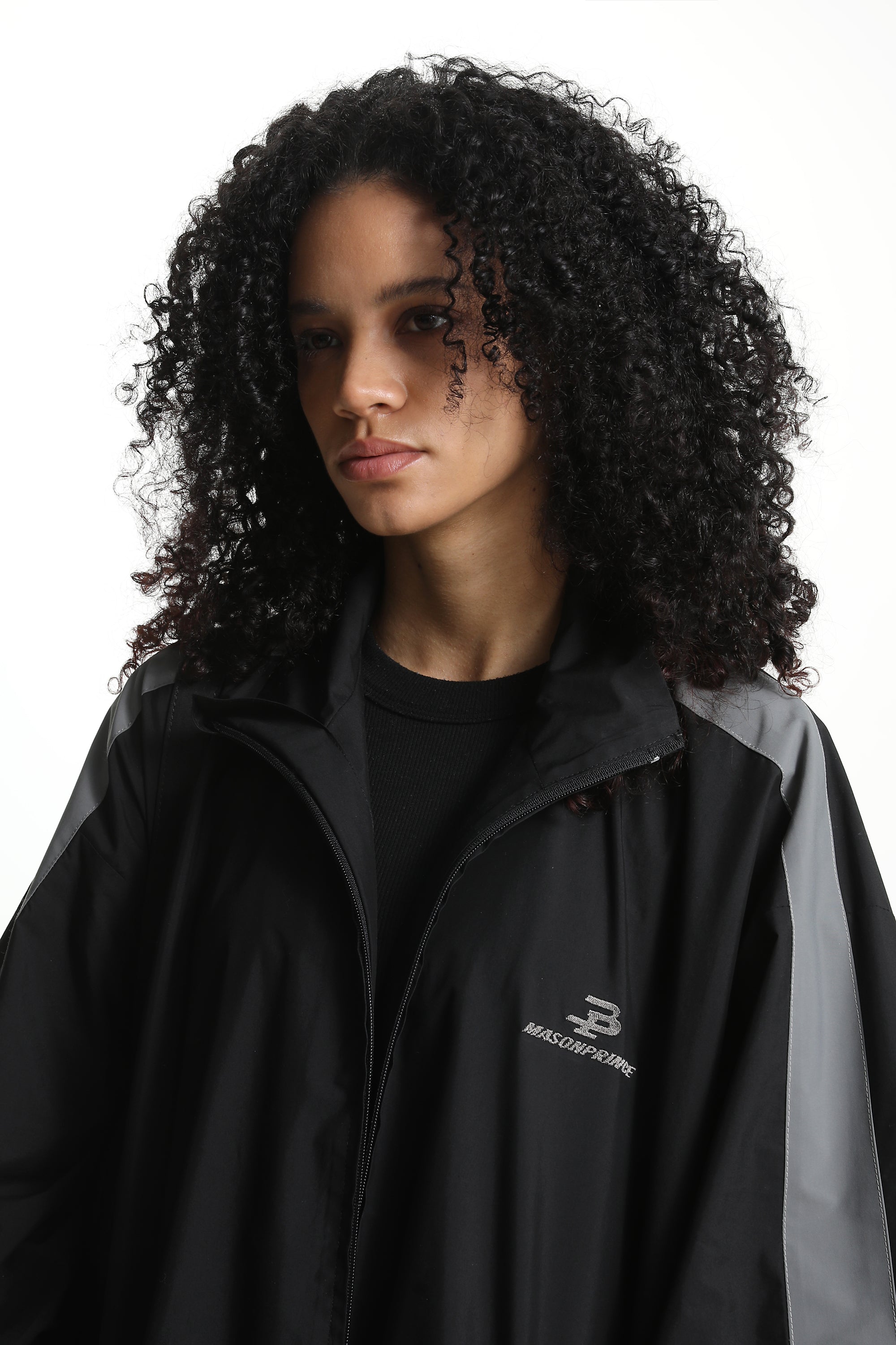 Black Windbreaker Stripe Jacket