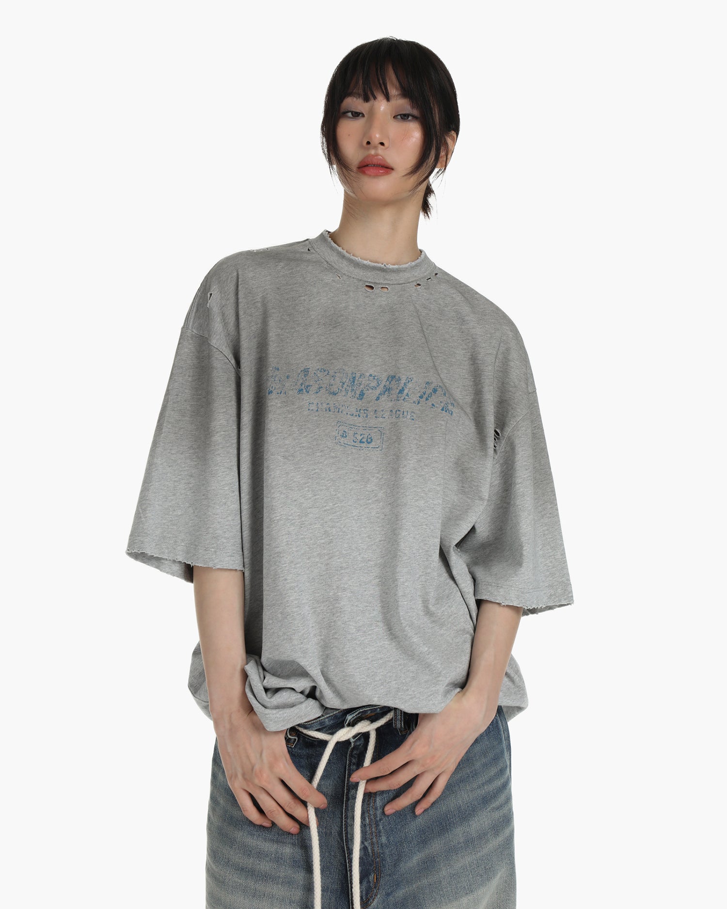 Gradient Distressed Oversized Tee-Shirt