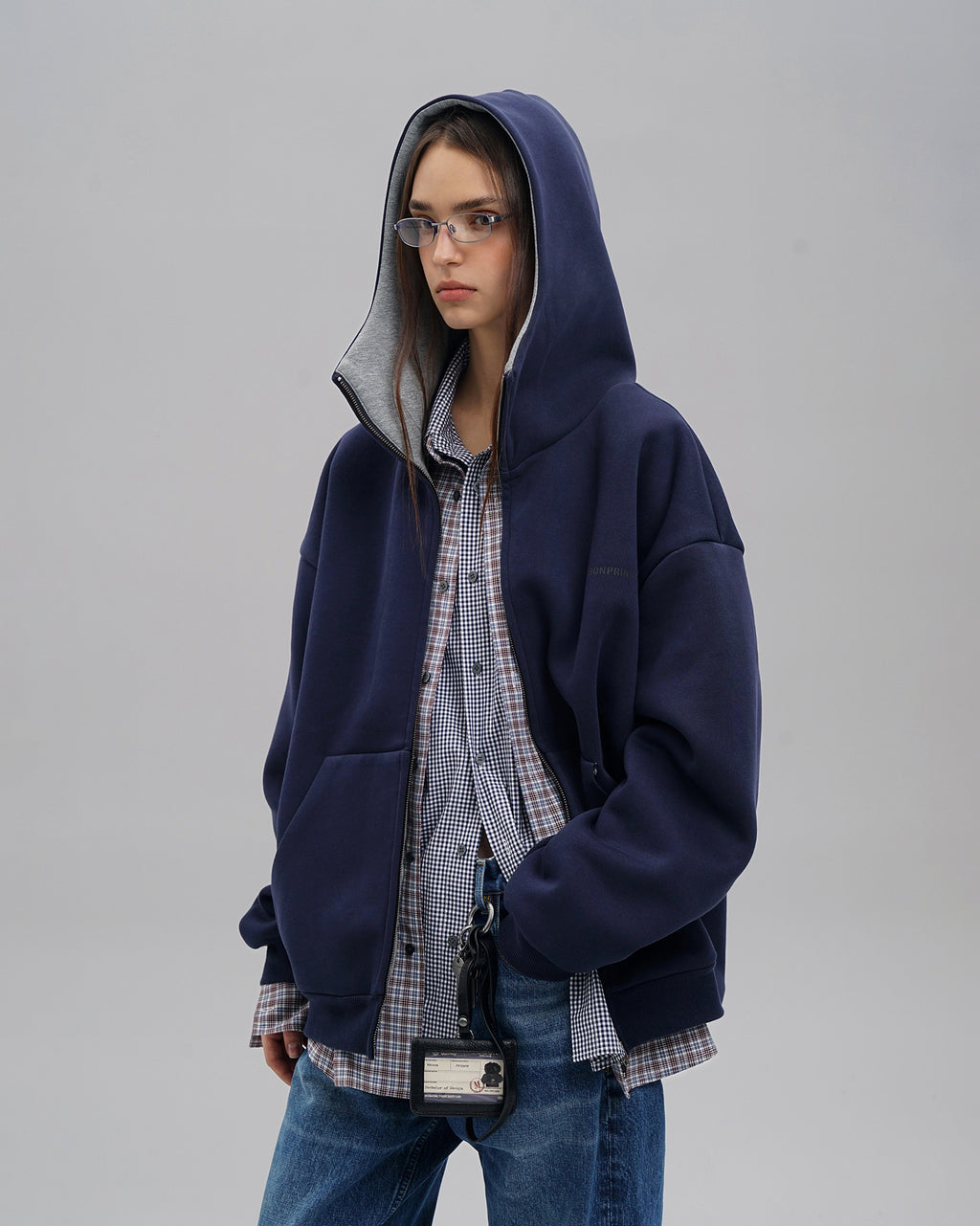 Oversized Navy Zip Hoodie