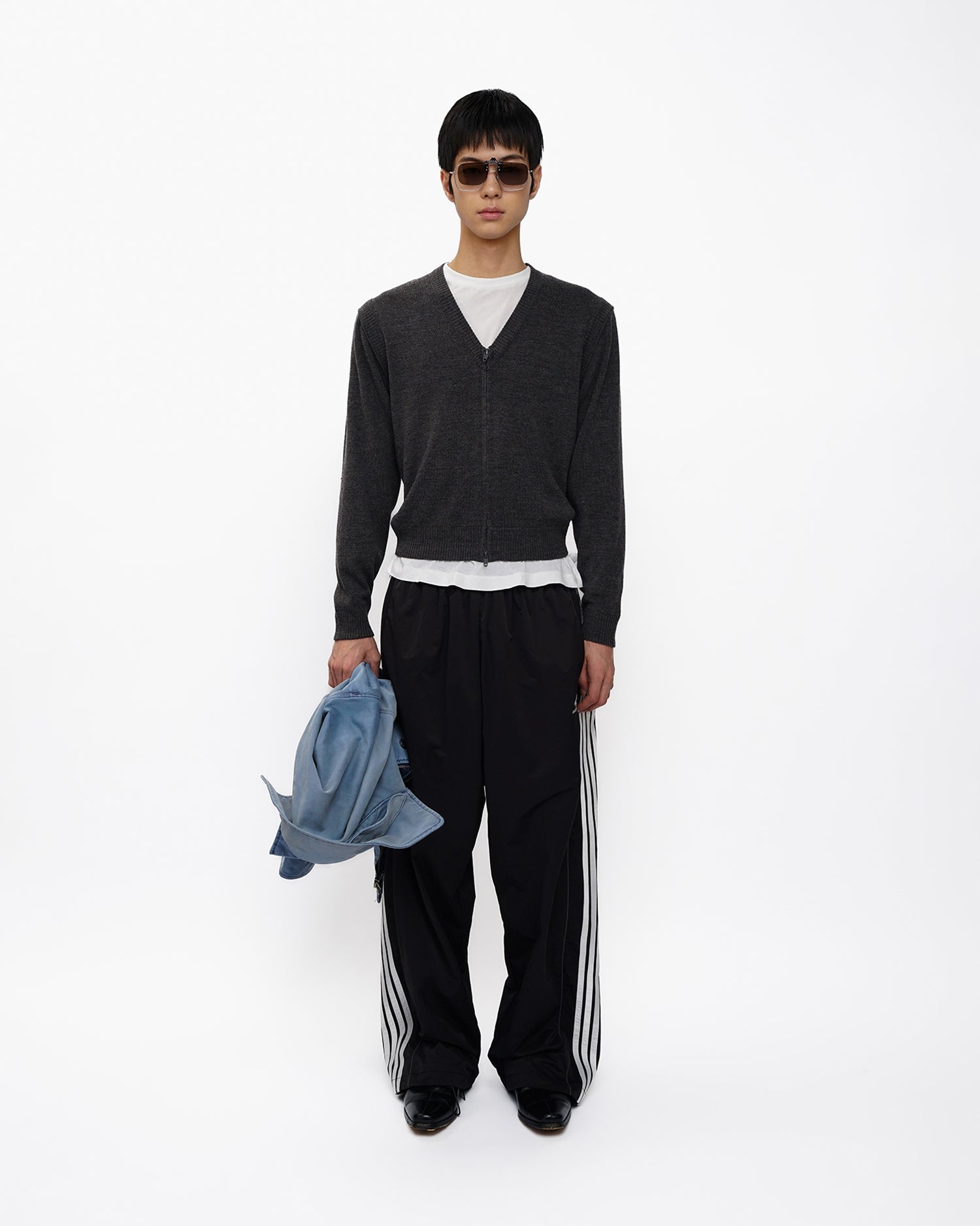 Classic Zip V-Neck Knit Cardigan