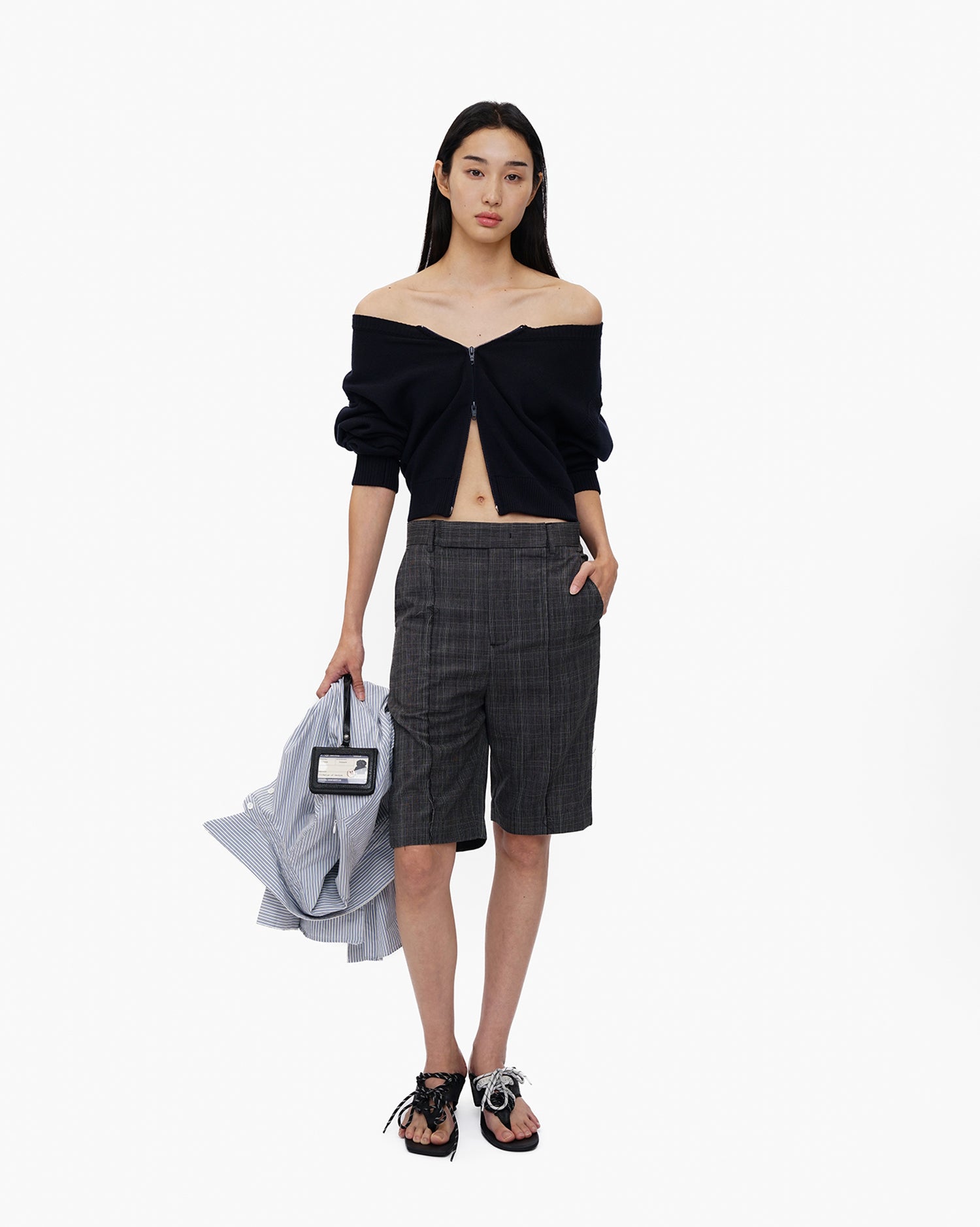 Classic Zip V-Neck Knit Cardigan