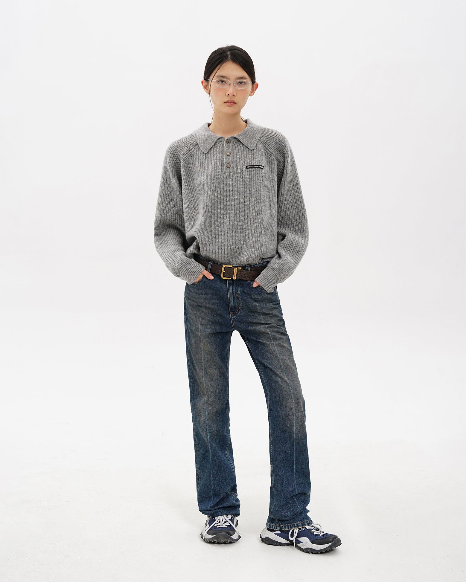 Setsuna Textured Wool Polo Knit