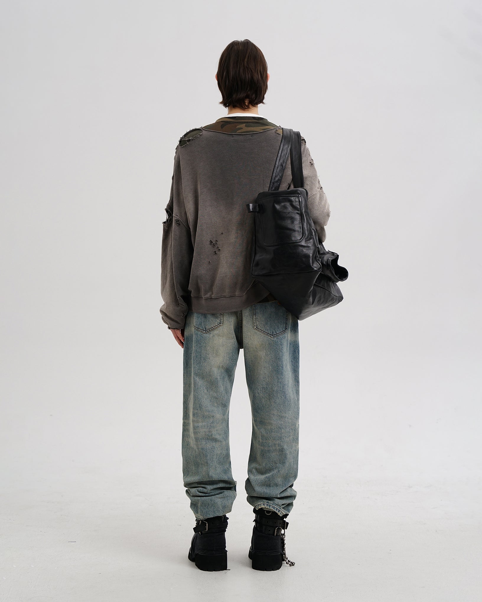 Camo Layered Destroyed Sweatshirt