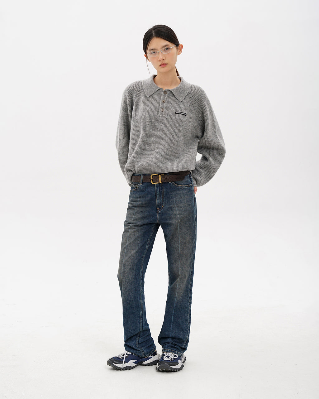Setsuna Textured Wool Polo Knit