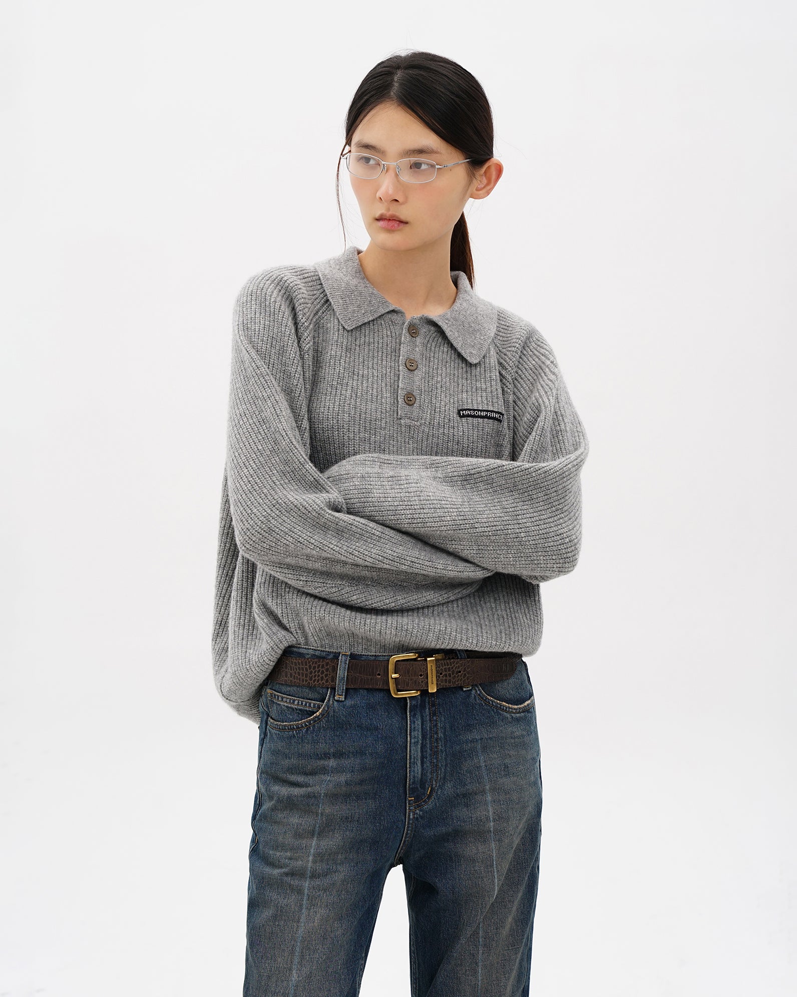 Setsuna Textured Wool Polo Knit