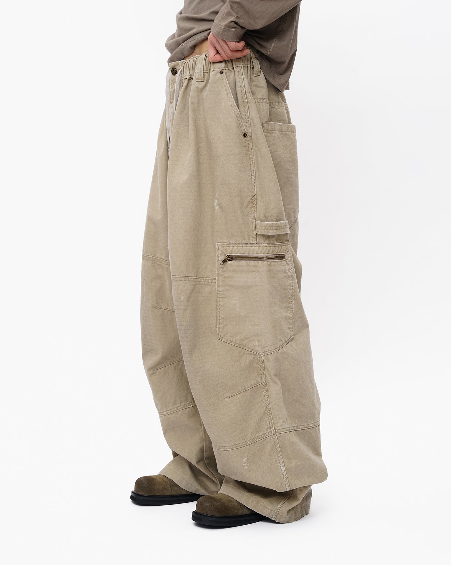 Wide-Leg Vintage Utility Pants