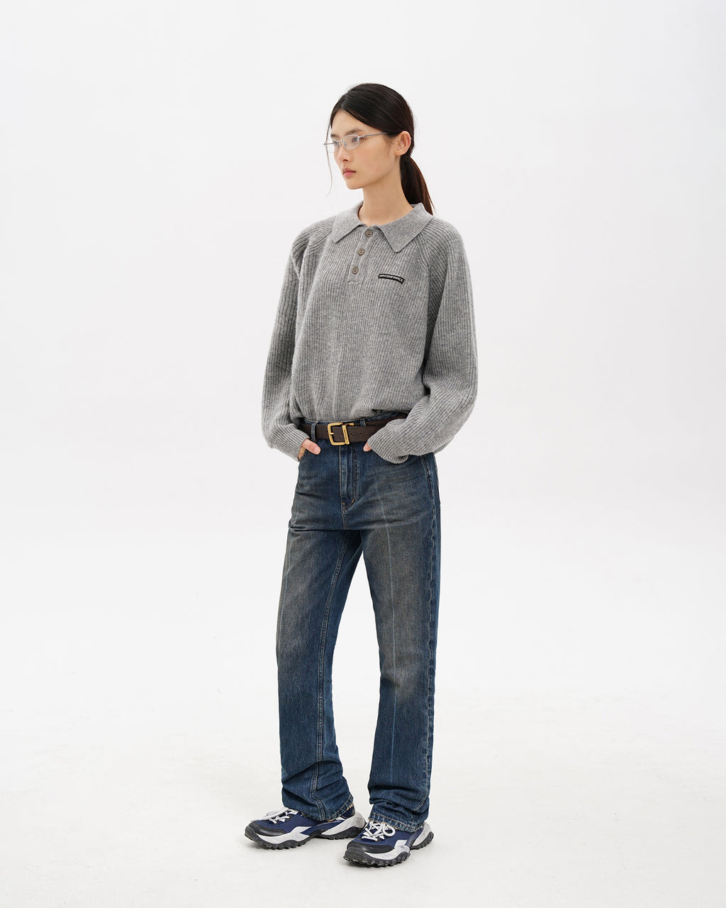 Setsuna Textured Wool Polo Knit