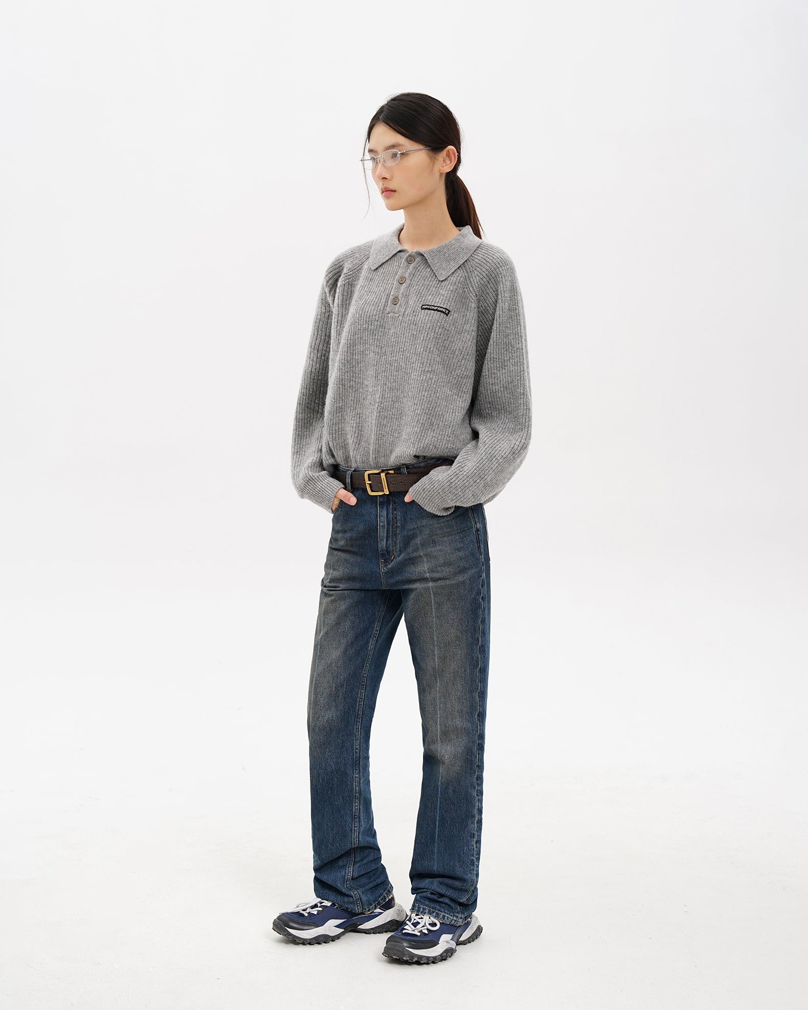 Setsuna Textured Wool Polo Knit