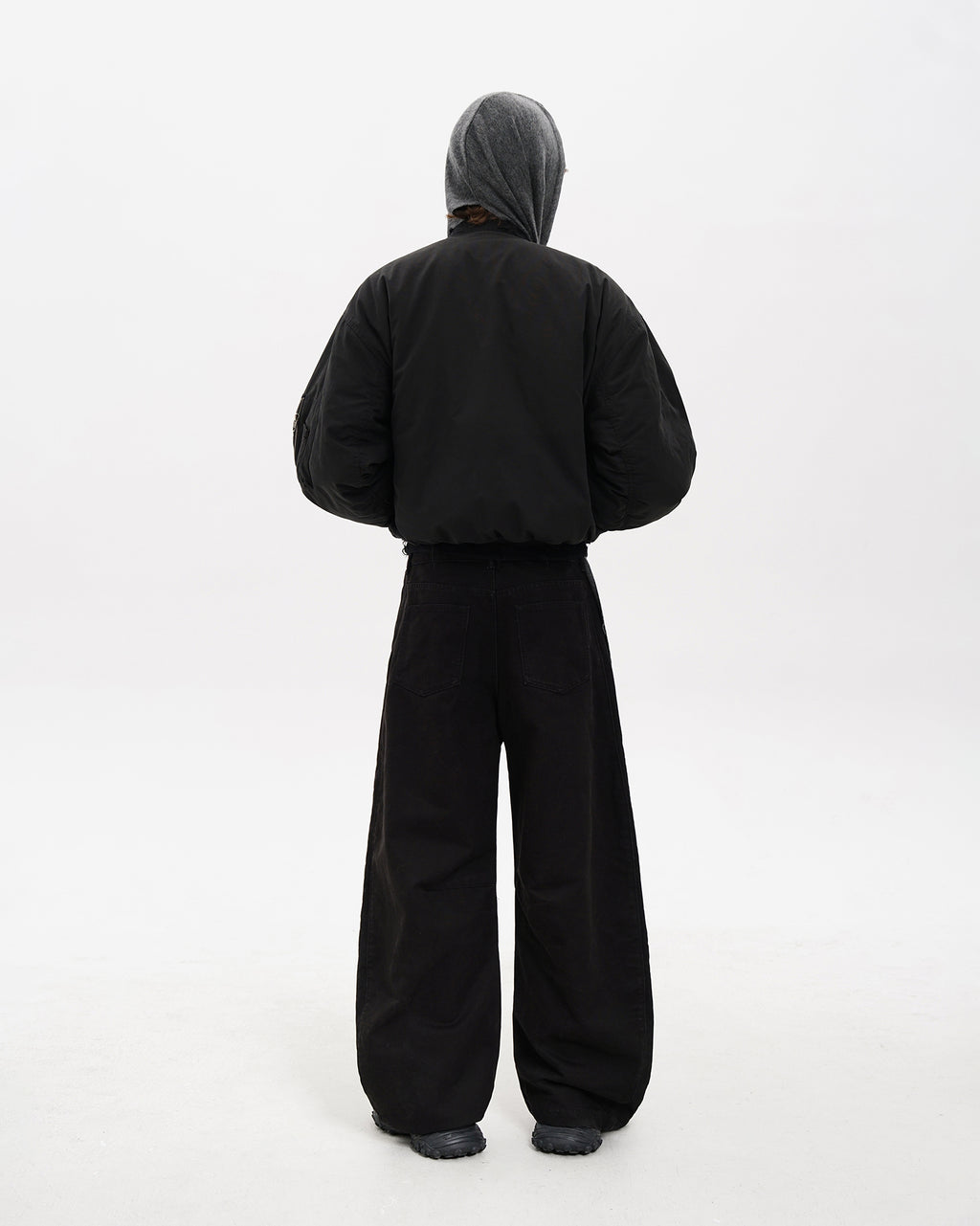 Black Distressed Crest Bomber Jacket