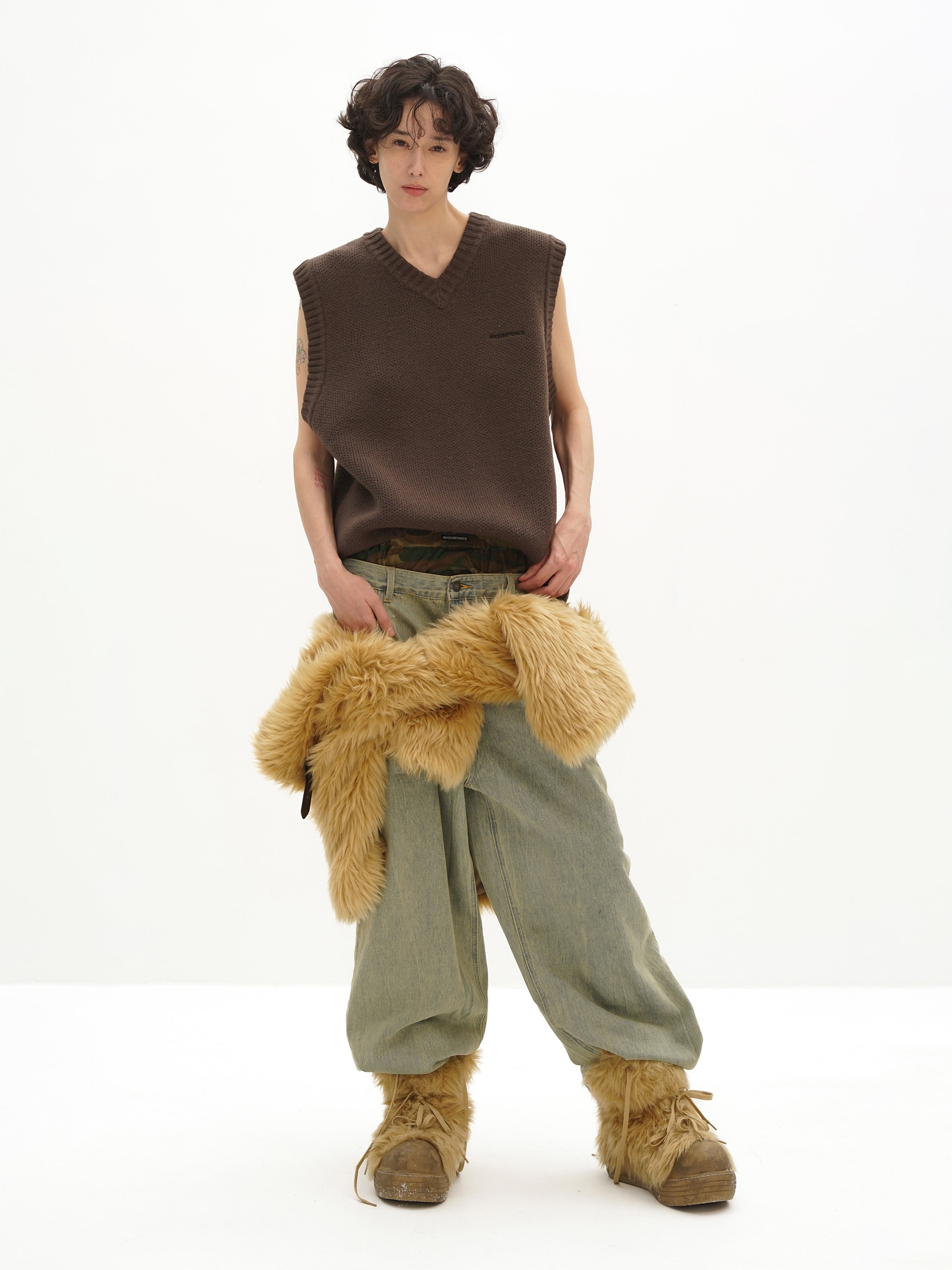 Winter Layered Wool V-Neck Vest