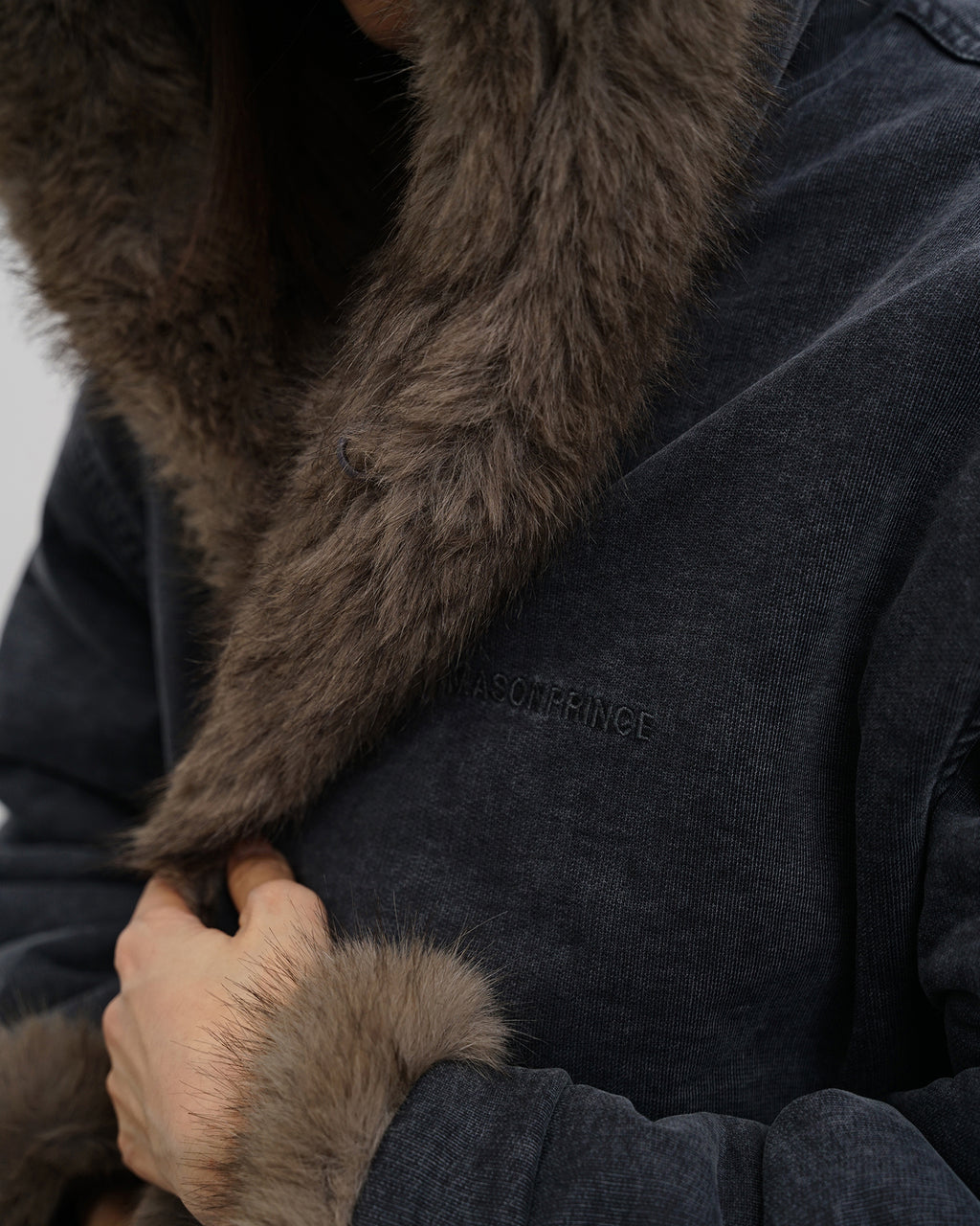 Washed Faux Fur Hooded Jacket