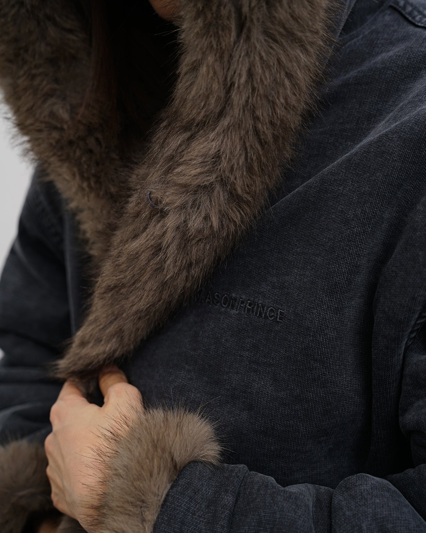 Washed Faux Fur Hooded Jacket