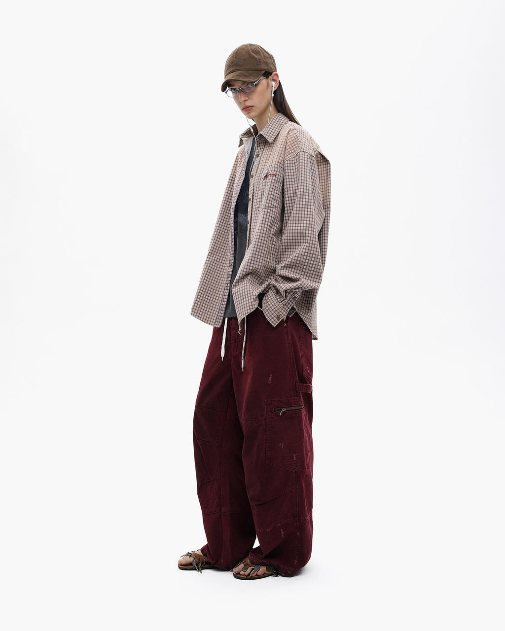 Wide-Leg Vintage Utility Pants