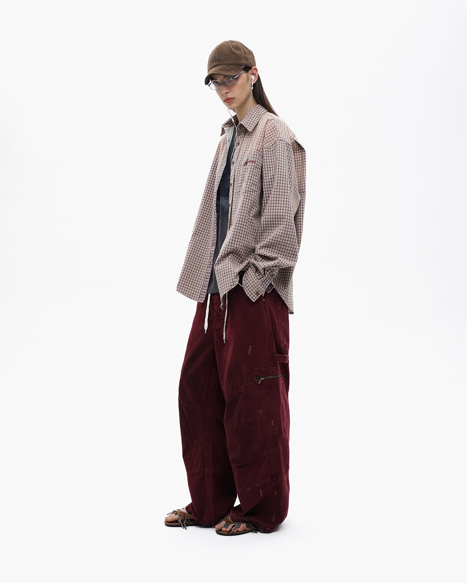 Wide-Leg Vintage Utility Pants