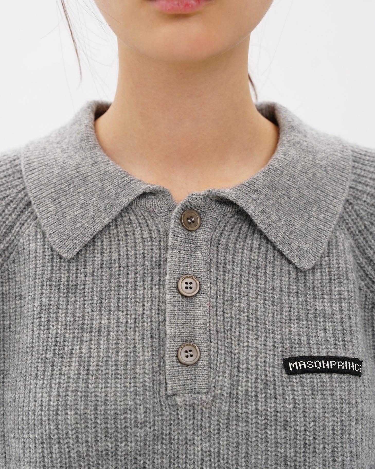 Setsuna Textured Wool Polo Knit