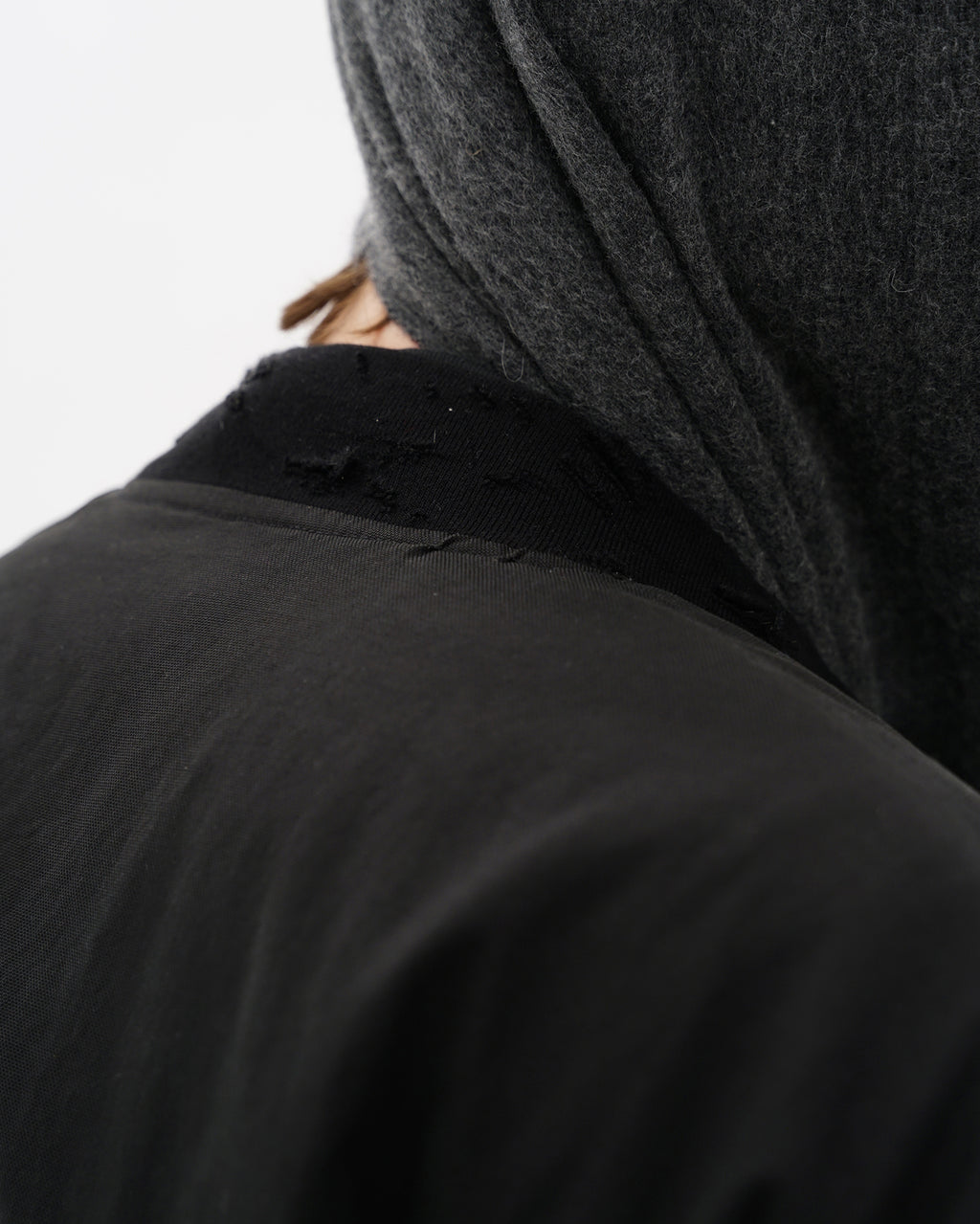 Black Distressed Crest Bomber Jacket