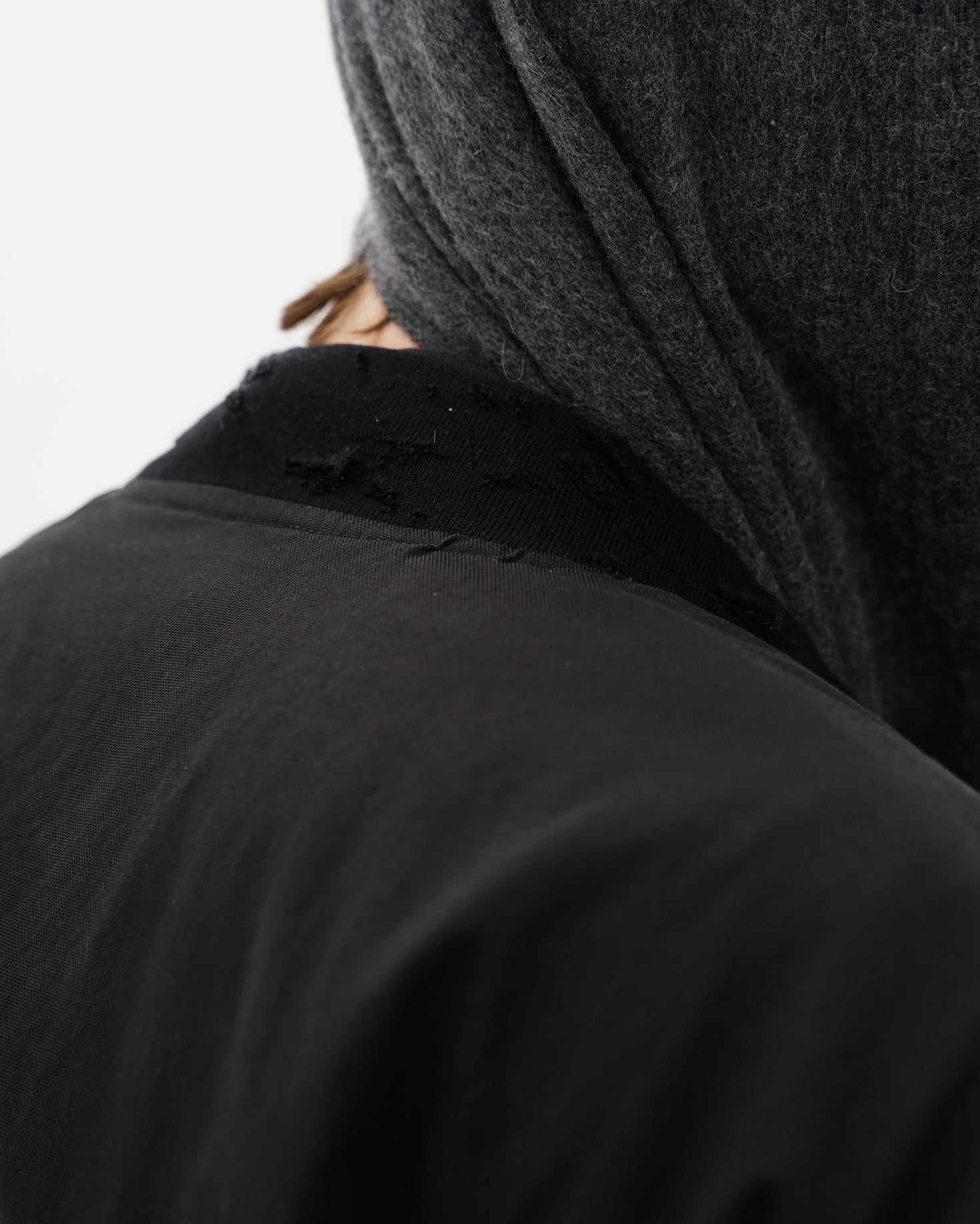 Black Distressed Crest Bomber Jacket