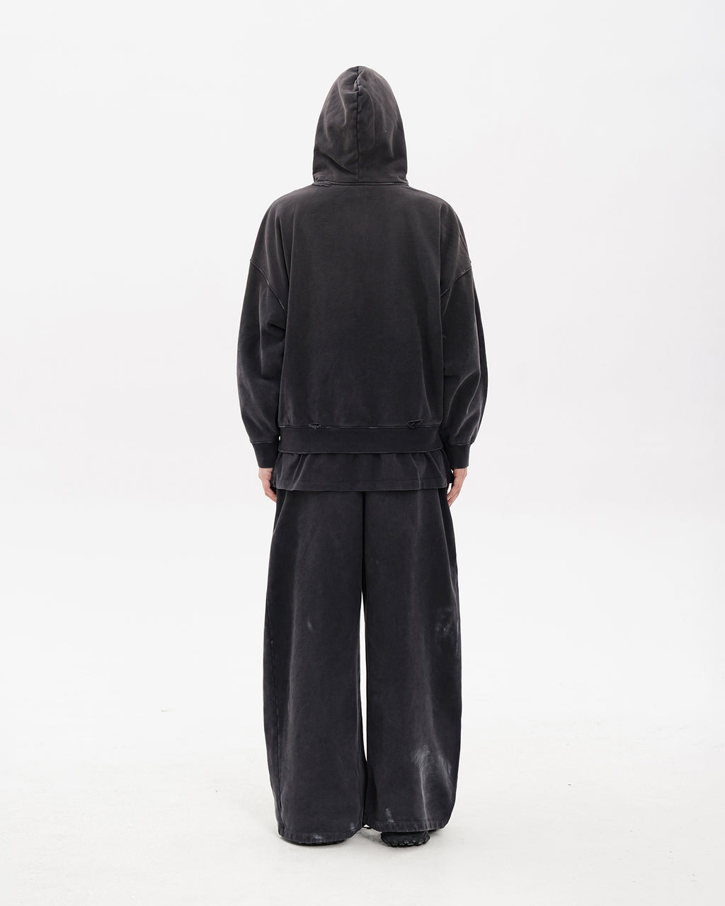 Layered Hem Blur Logo Hoodie