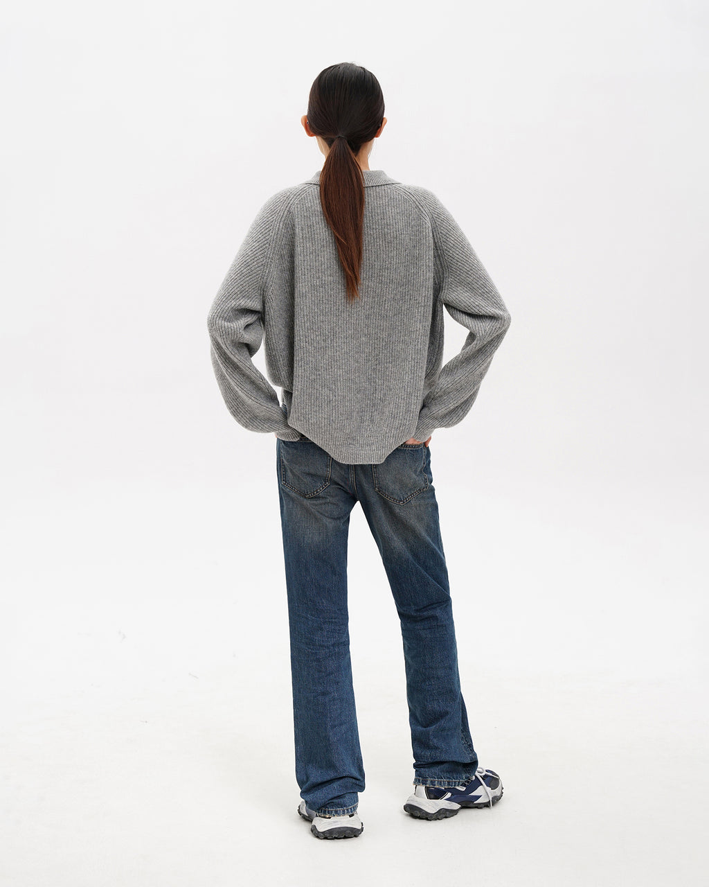 Setsuna Textured Wool Polo Knit