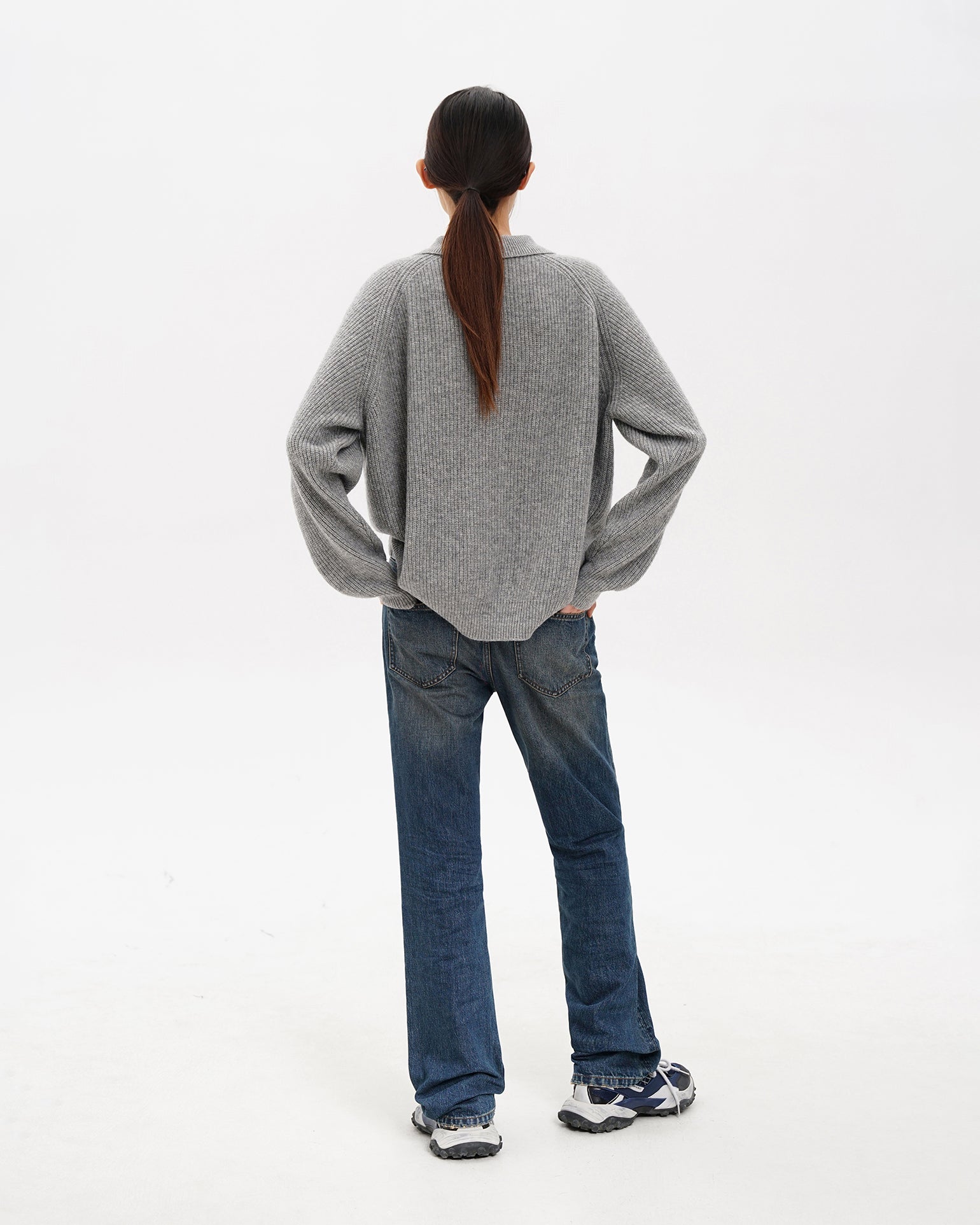 Setsuna Textured Wool Polo Knit