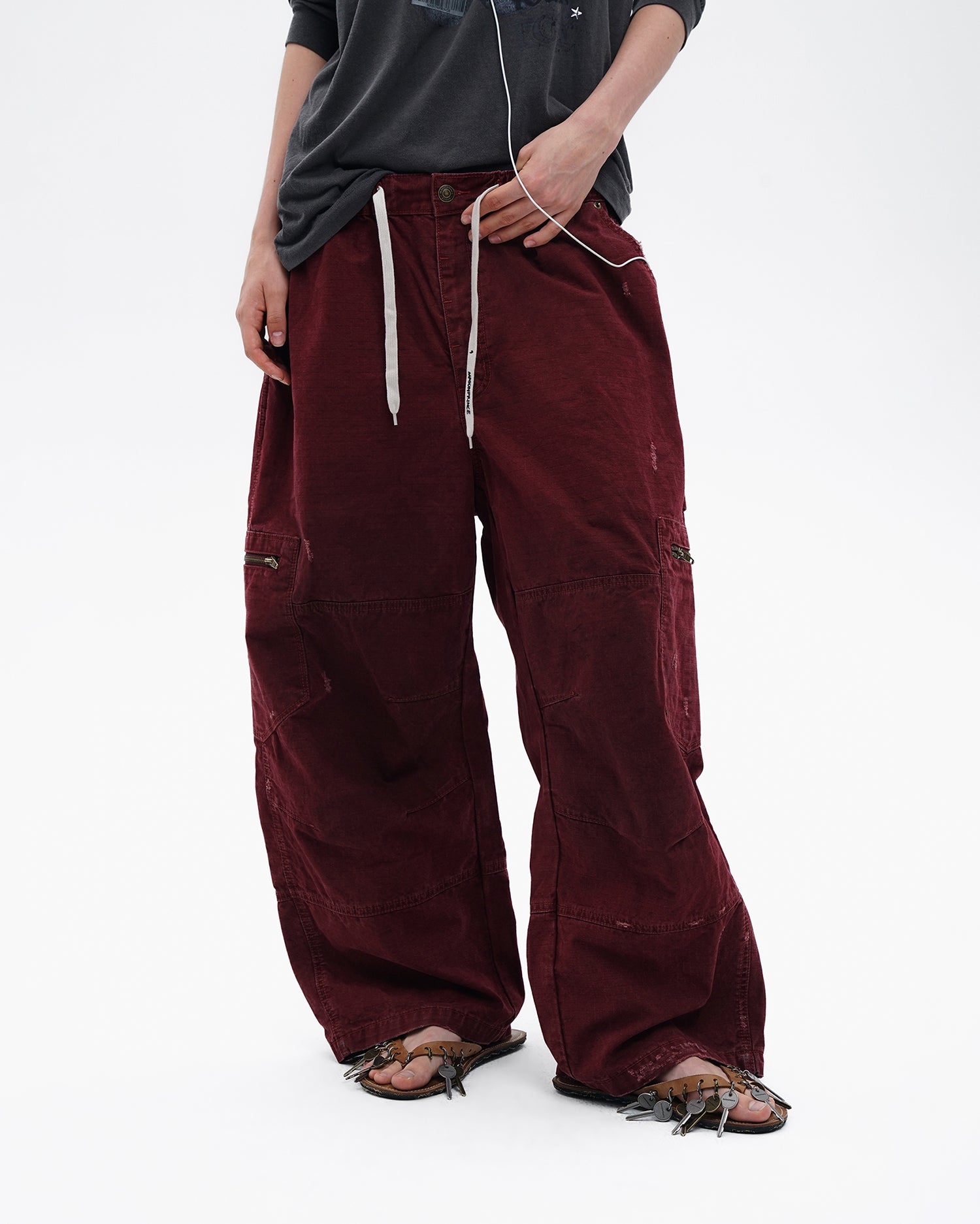 Wide-Leg Vintage Utility Pants