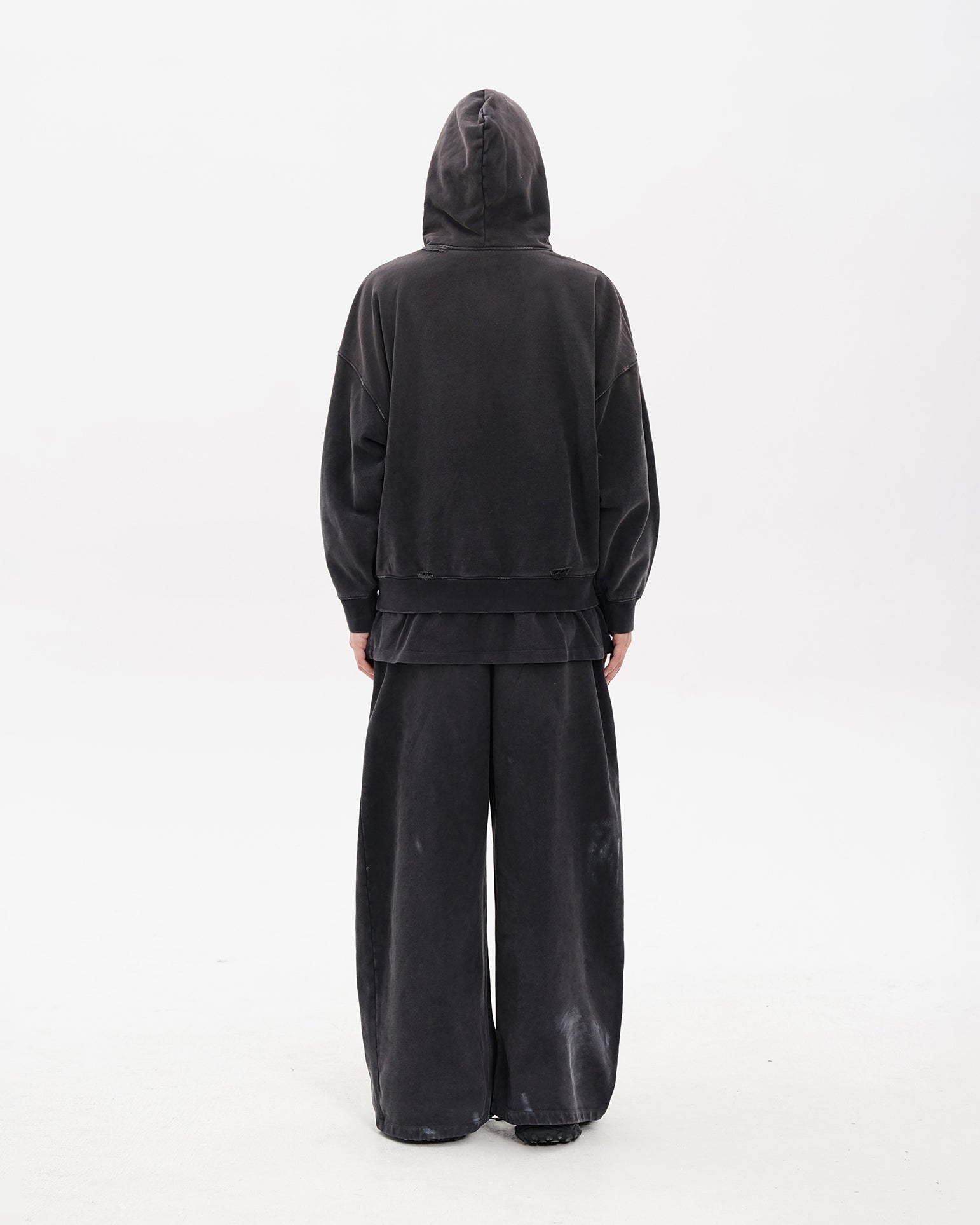 Washed Wide-Leg  Belted Sweatpants