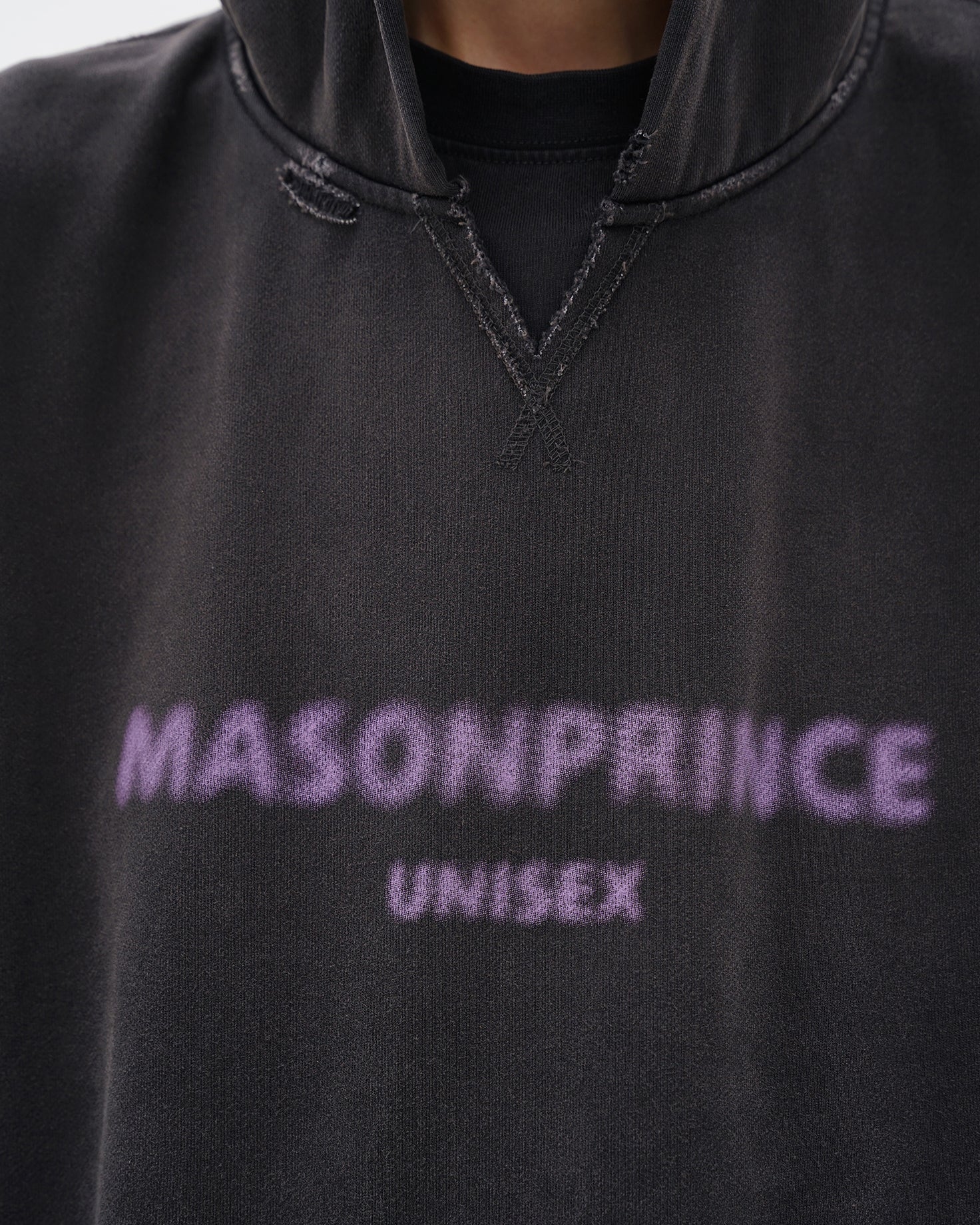 Layered Hem Blur Logo Hoodie