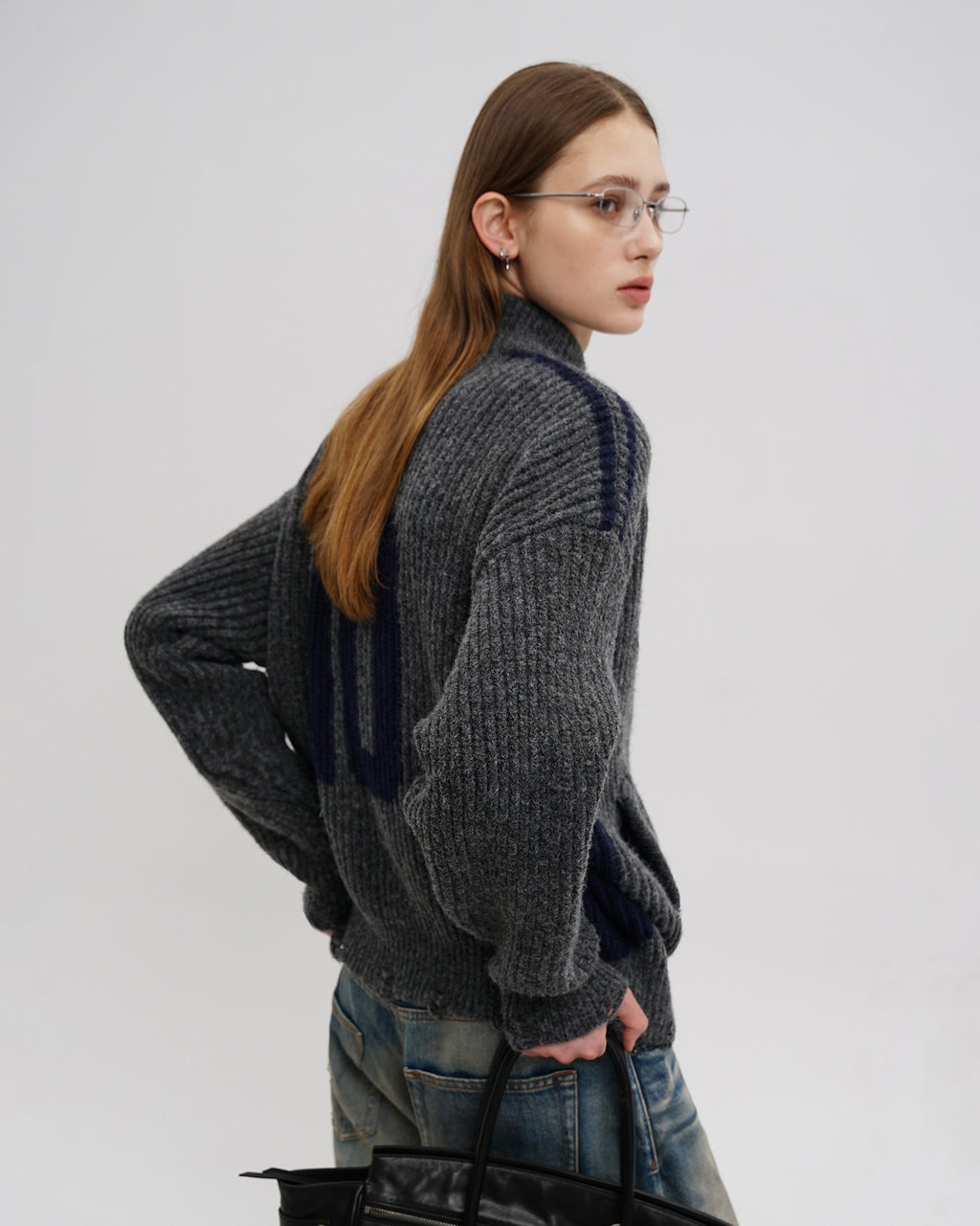 Racer Patch Knit Zip Cardigan