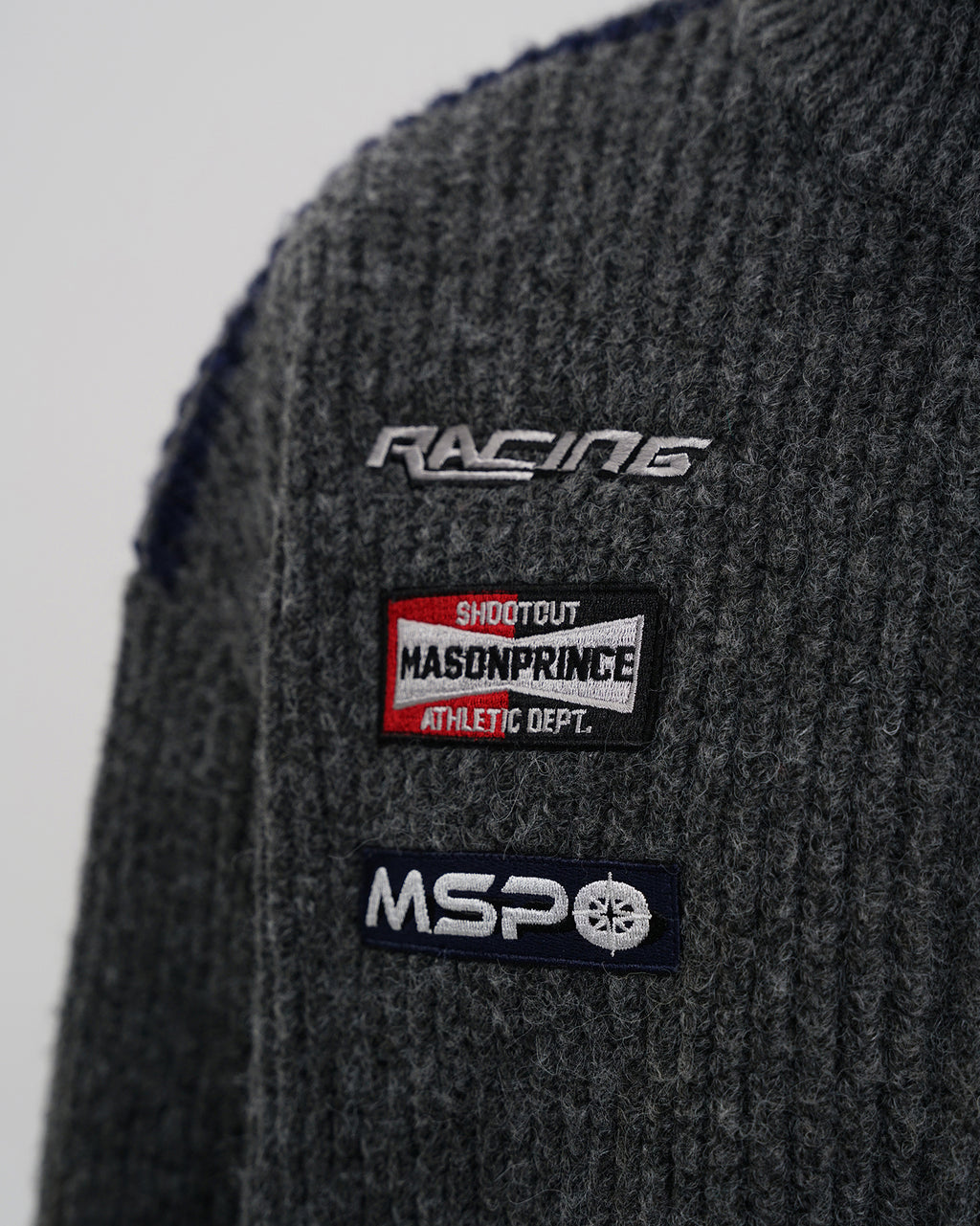 Racer Patch Knit Zip Cardigan