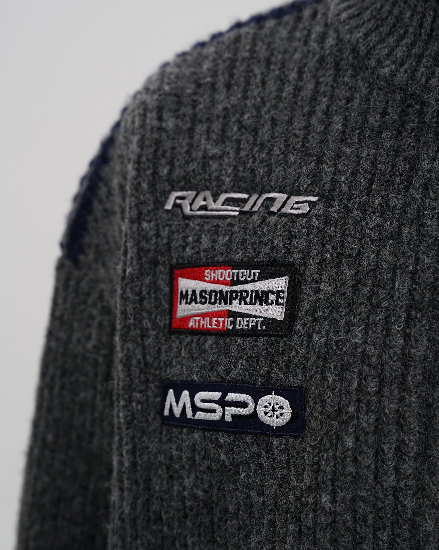 Racer Patch Knit Zip Cardigan