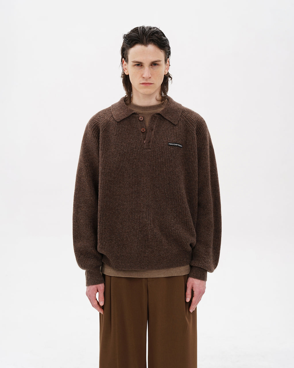 Setsuna Textured Wool Polo Knit