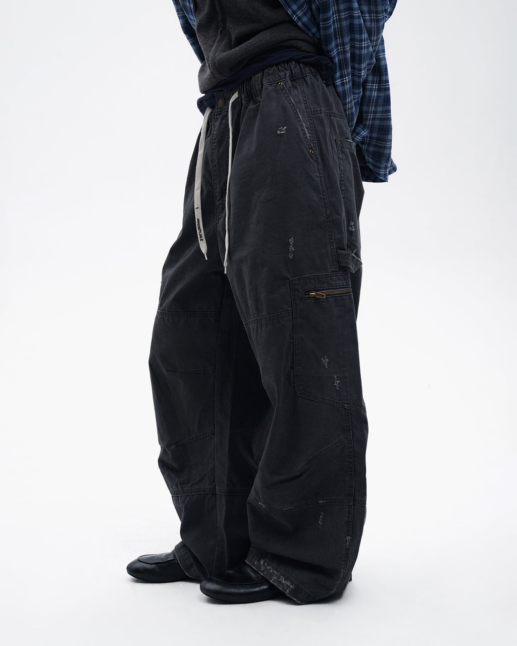 Wide-Leg Vintage Utility Pants