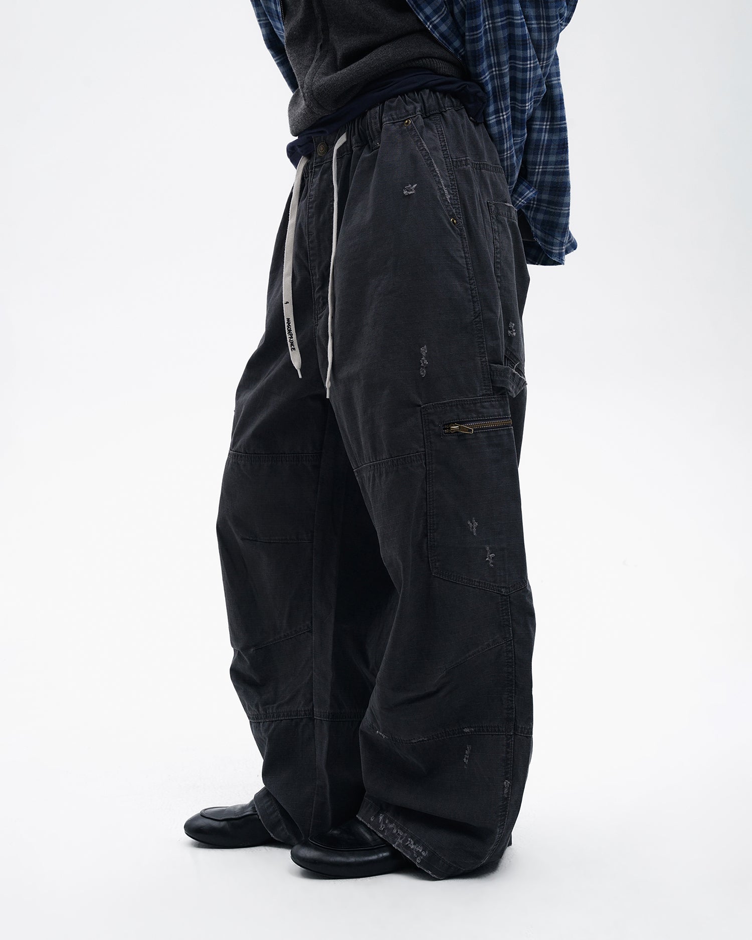 Wide-Leg Vintage Utility Pants