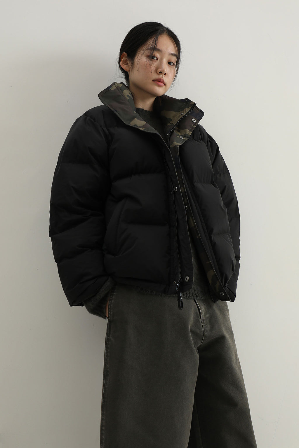 Reversible Camouflage Puffer Jacket