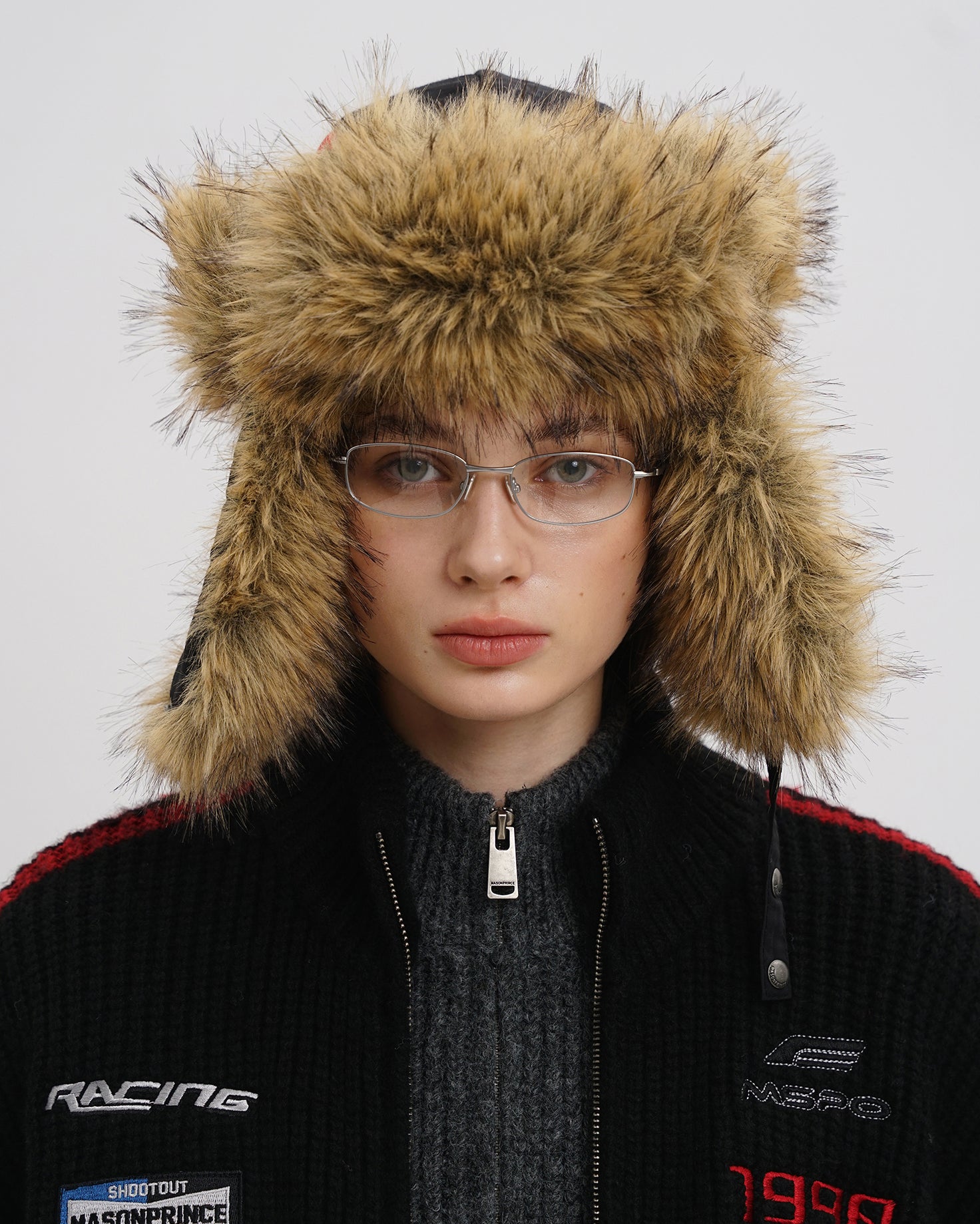 Racer Patch Knit Zip Cardigan