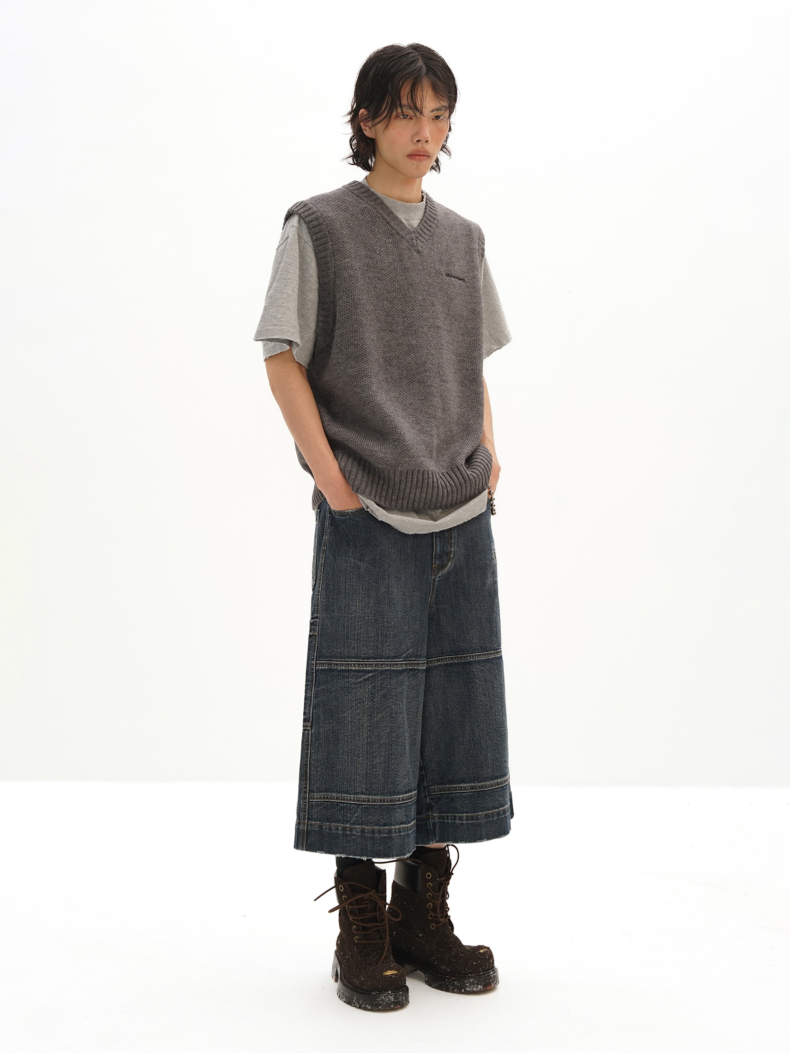 Winter Layered Wool V-Neck Vest