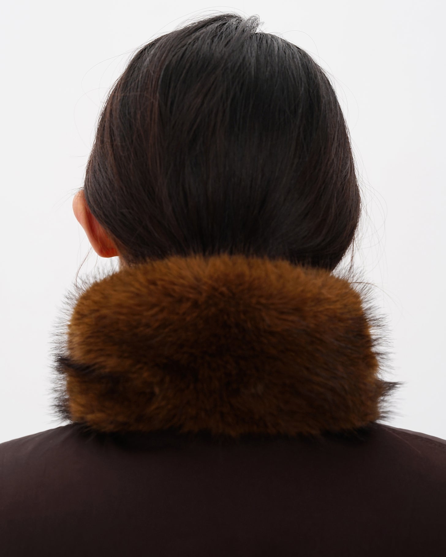 Fur-Collar Cocoon Bomber Jacket