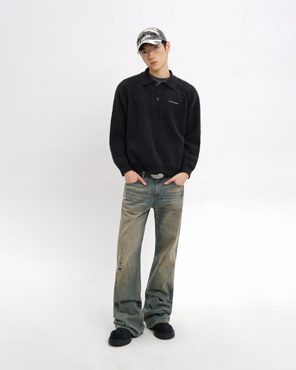 Setsuna Textured Wool Polo Knit