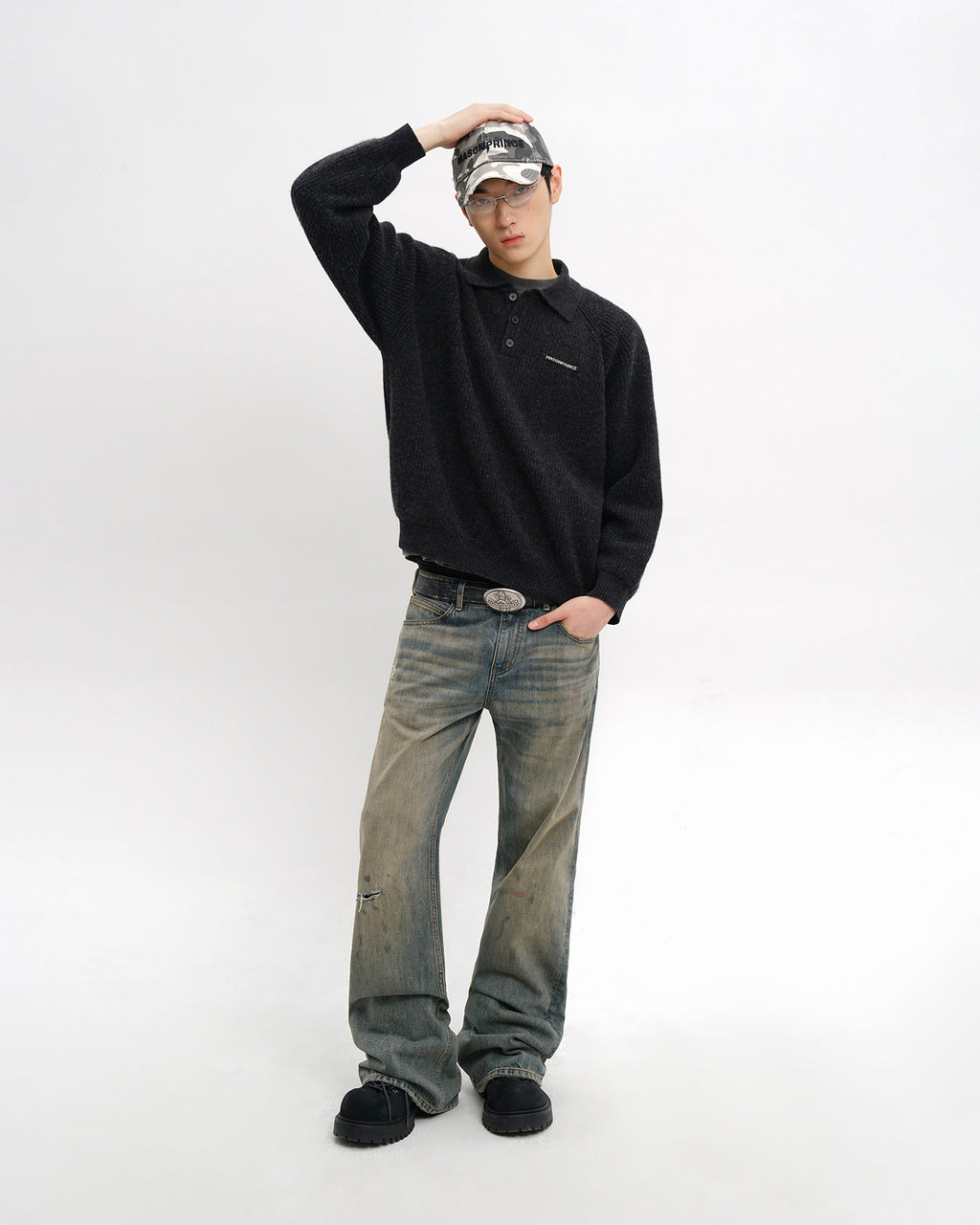 Setsuna Textured Wool Polo Knit
