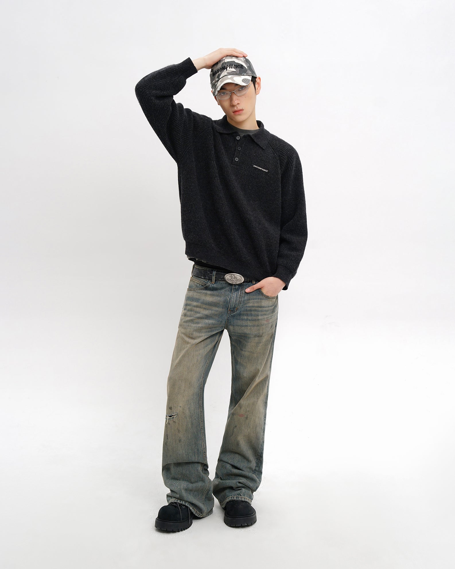 Setsuna Textured Wool Polo Knit