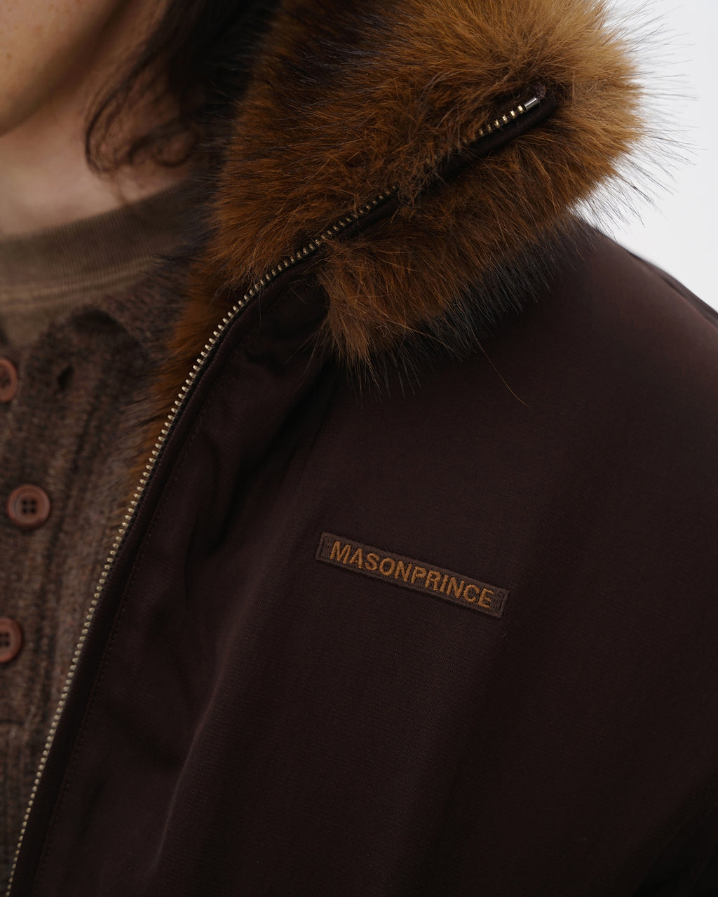 Fur-Collar Cocoon Bomber Jacket