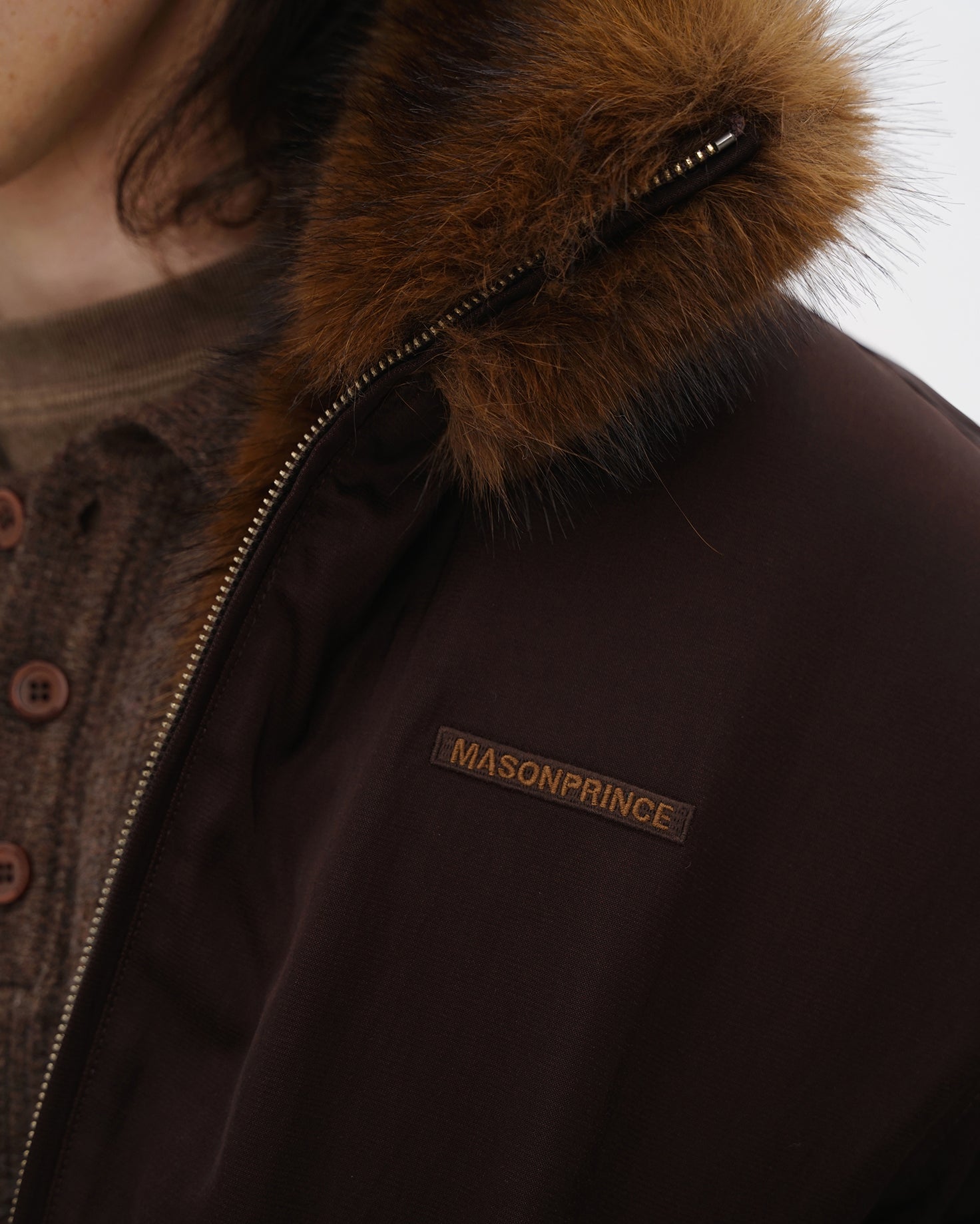 Fur-Collar Cocoon Bomber Jacket