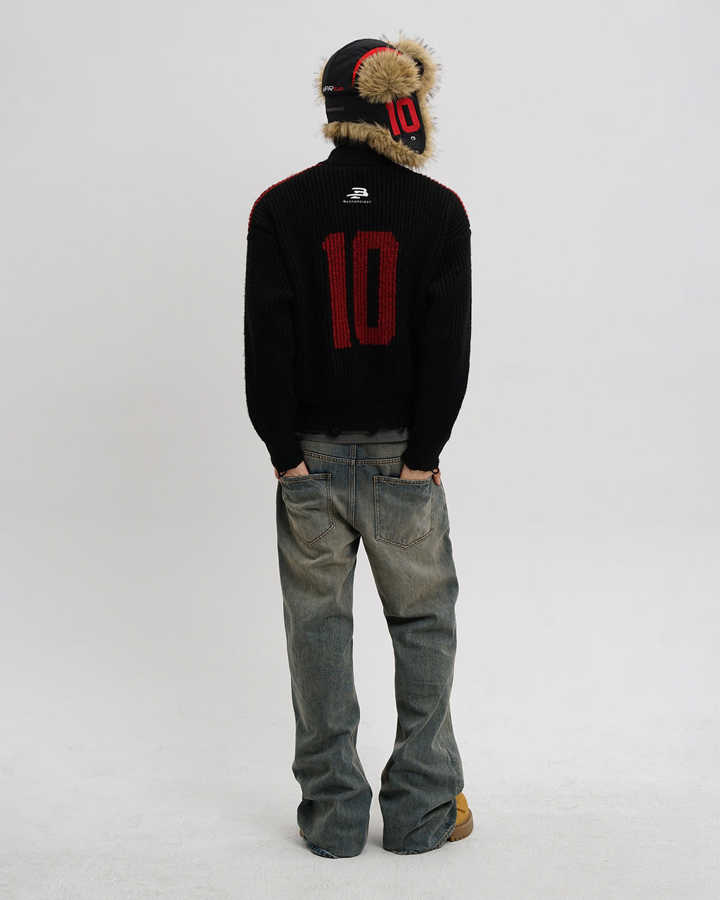 Racer Patch Knit Zip Cardigan