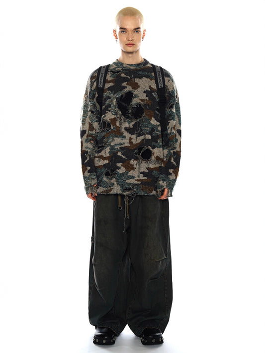Hole camouflage Sweater - Army Green