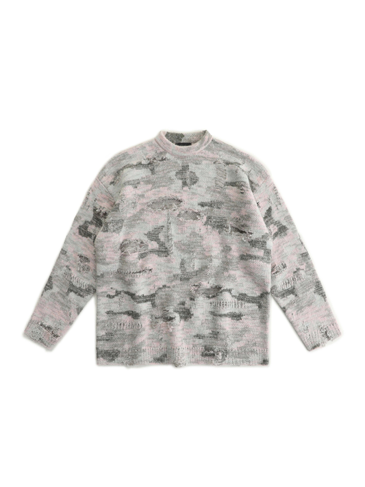 Hole camouflage Sweater - Pink white