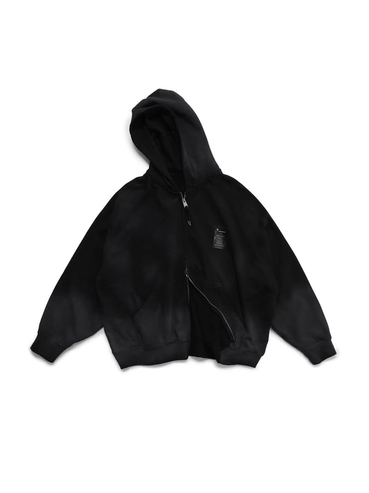 Colorspayed hooded cardigan - Black