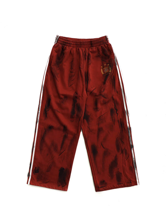 Stripe old effect Sweatpants - Red